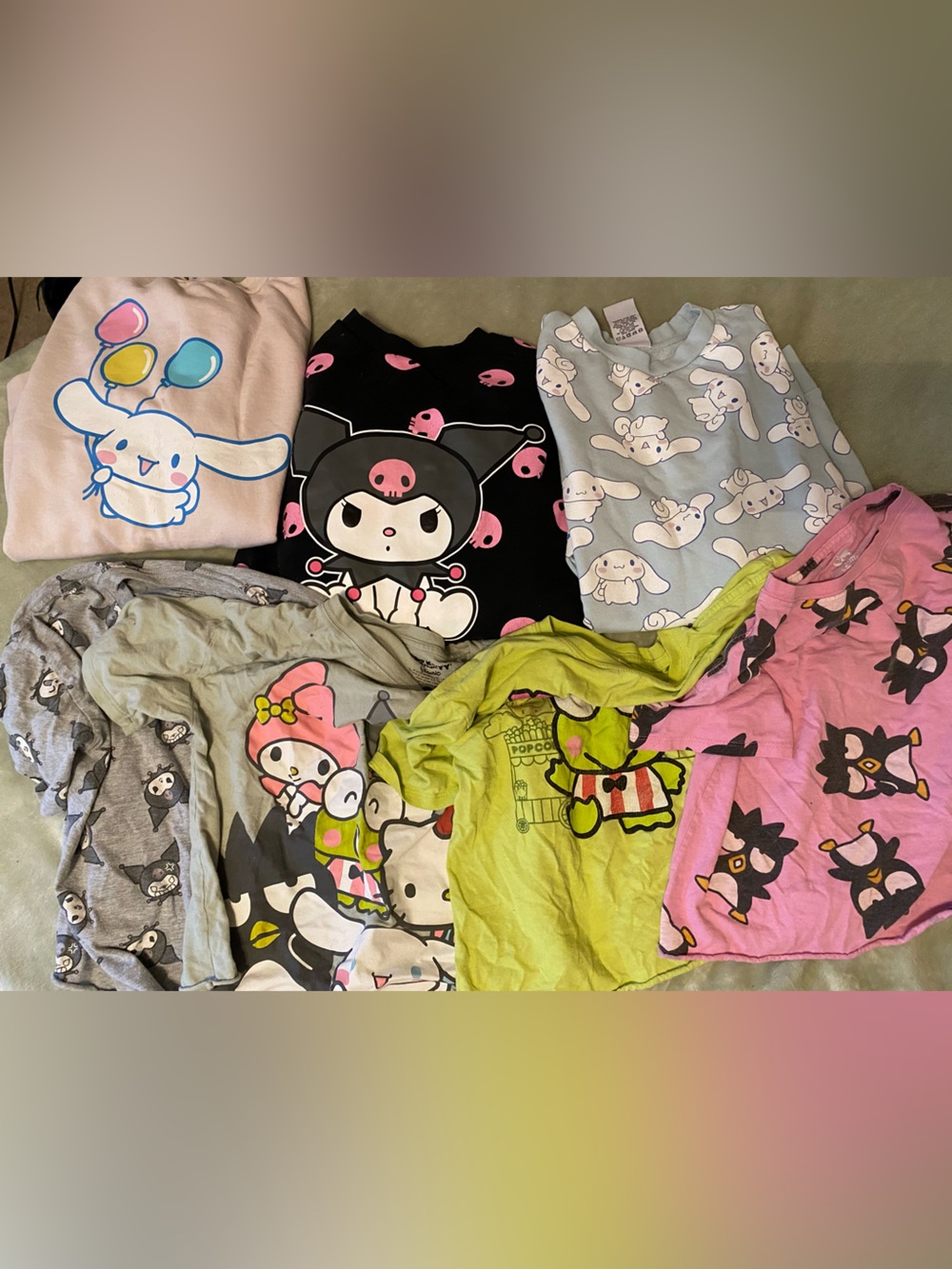 Sanrio Women’s 7 Lot bundle. XS, S Sweater  Shirt Cinnamoroll, Kerpoppi, ext…